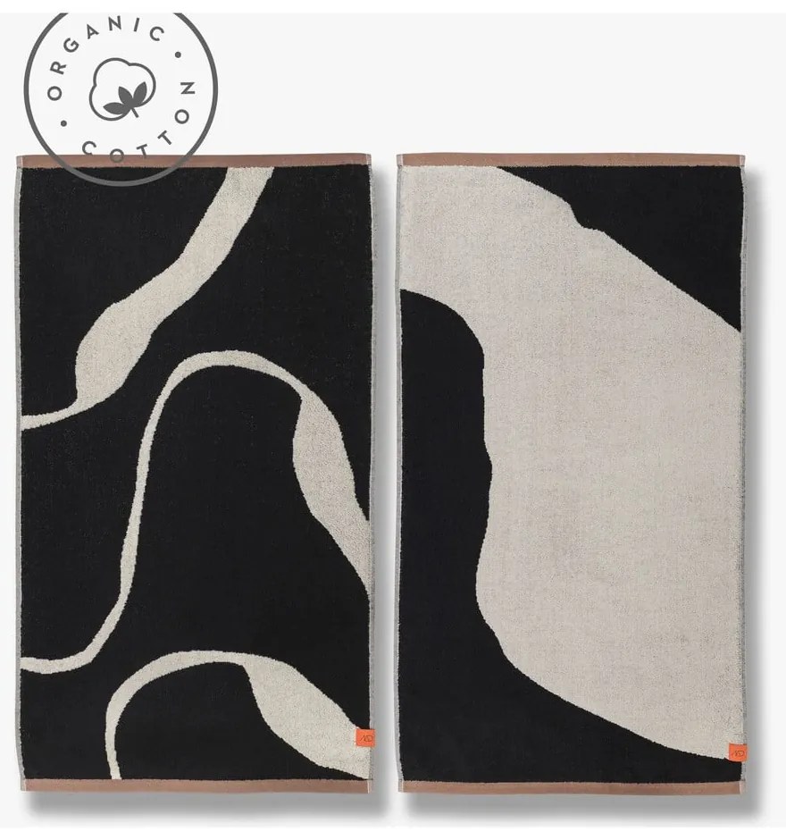 Asciugamani bianchi e neri in set da 2 pezzi in cotone biologico 50x90 cm Nova Arte - Mette Ditmer Denmark