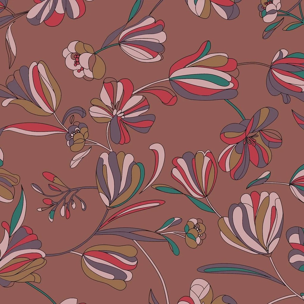 Omika collezione cuscini a fantasie multicolor in velluto impermeabile salmone