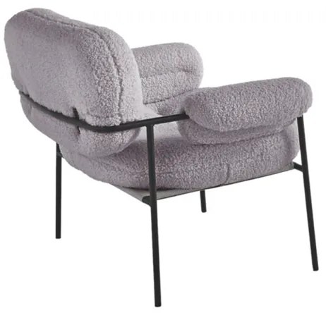 Poltrona in tessuto bouclč Grigio Scuro con struttura in metallo Nero KENT