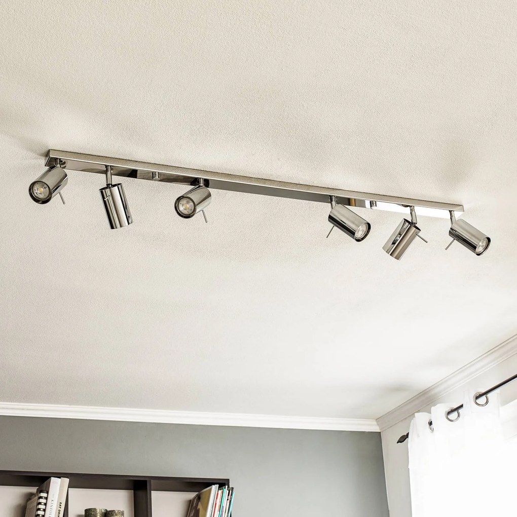 SOLLUX LIGHTING Faretto da soffitto Round, cromato, 6 luci lineari