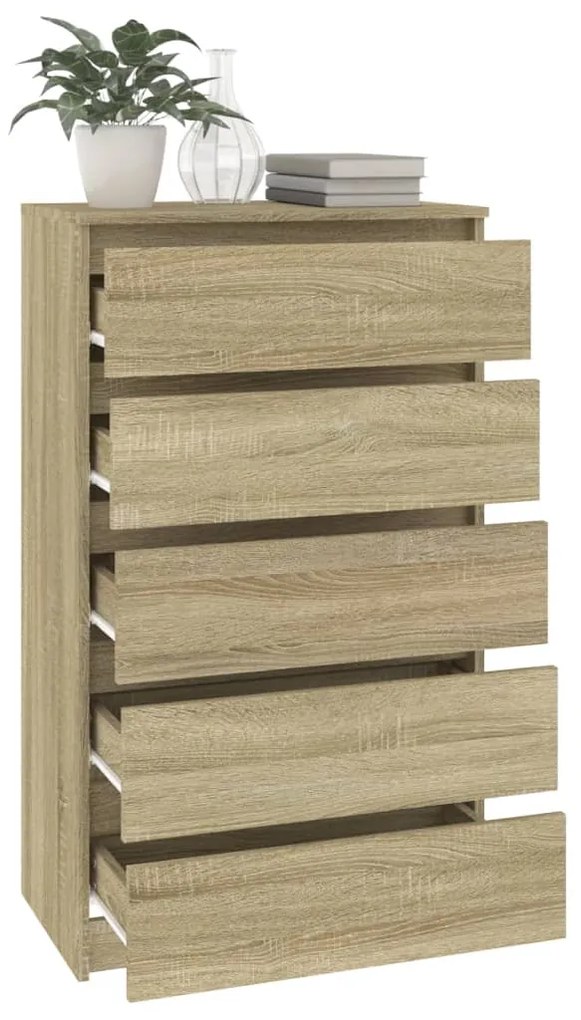 Cassettiera rovere sonoma 60x36x103 cm in legno multistrato