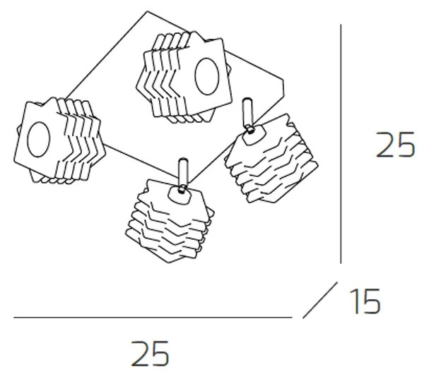 Plafoniera Contemporanea Rubik Metallo Cromo Diffusore Cristallo 4 Luci G9