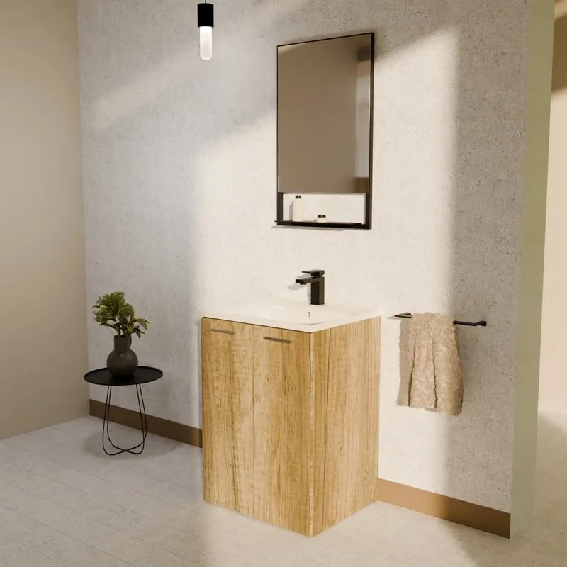 Mobile da bagno a terra L 60 x H 82.5 x P 50 cm marrone opaco, 2 ante COLAVENE Large