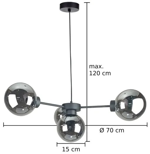 Lampadario a sospensione con filo KALIOPE II 4xE14/50W/230V nero/fumé nero