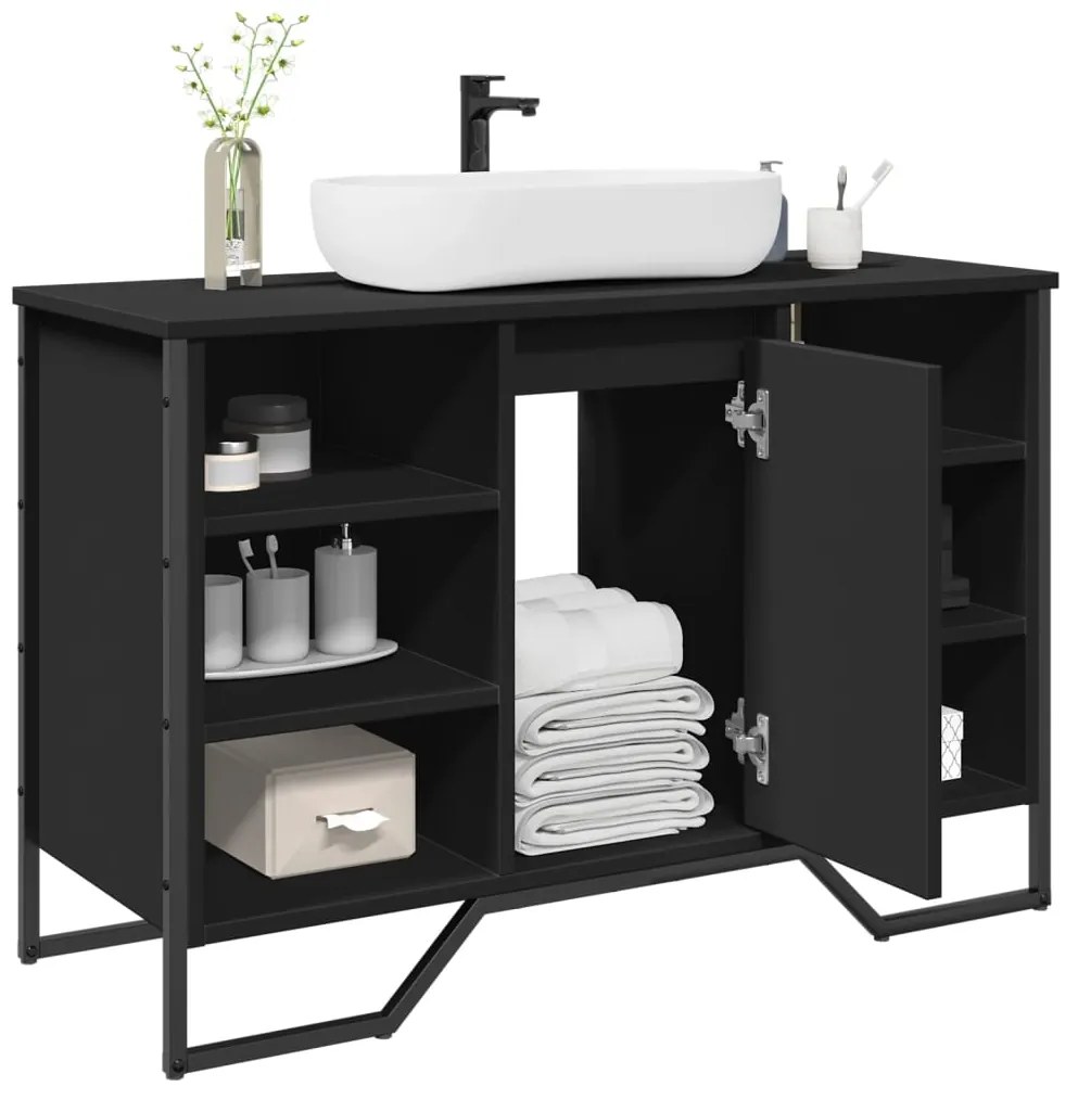 Mobile Lavabo Bagno Nero 91x35x60 Cm İn Truciolato /