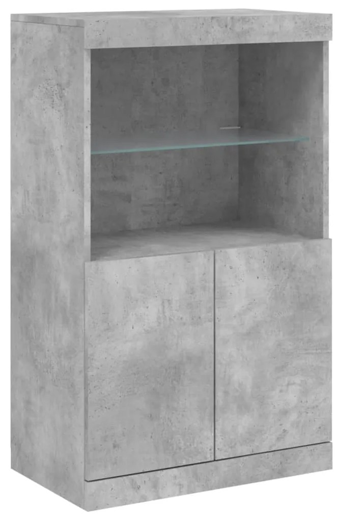 Credenza con luci led grigio cemento 60,5x37x100 cm