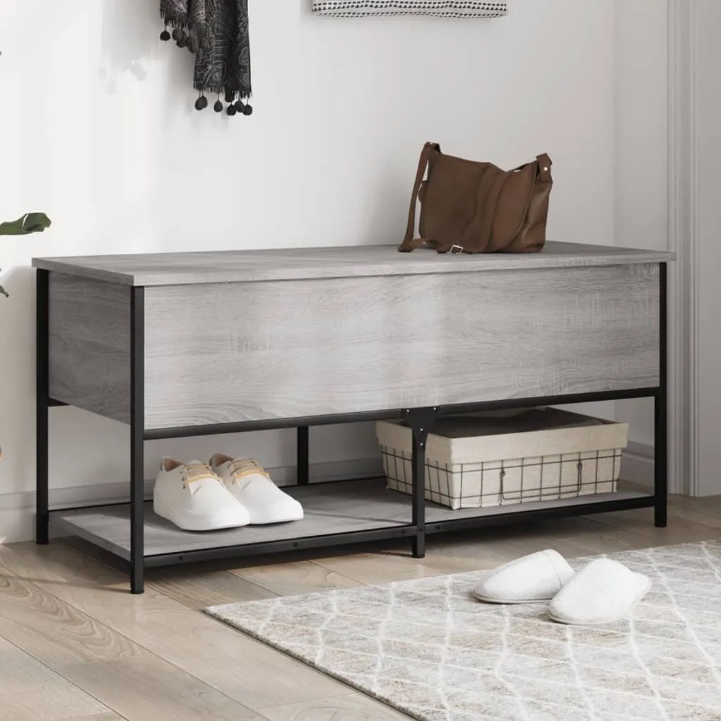 Panca Portaoggetti Grigio Sonoma 100x42,5x47 Legno Multistrato /