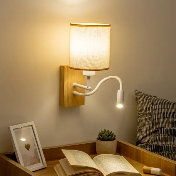 Brilagi - Applique a LED NUBILA WOOD 1xE27/25W/230V +LED/3W quercia/marrone chiaro