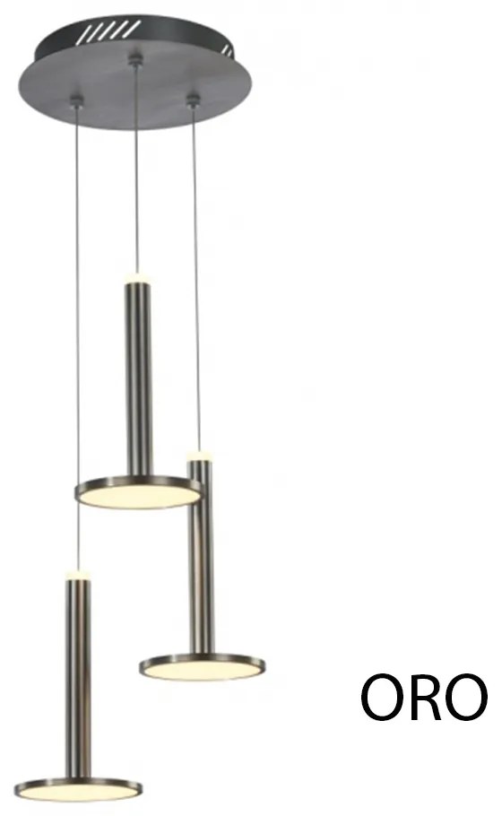 Lampadario Sospensione Moderno Tua Metallo E Lgp Oro 3 Led 27W Doppia Emissione