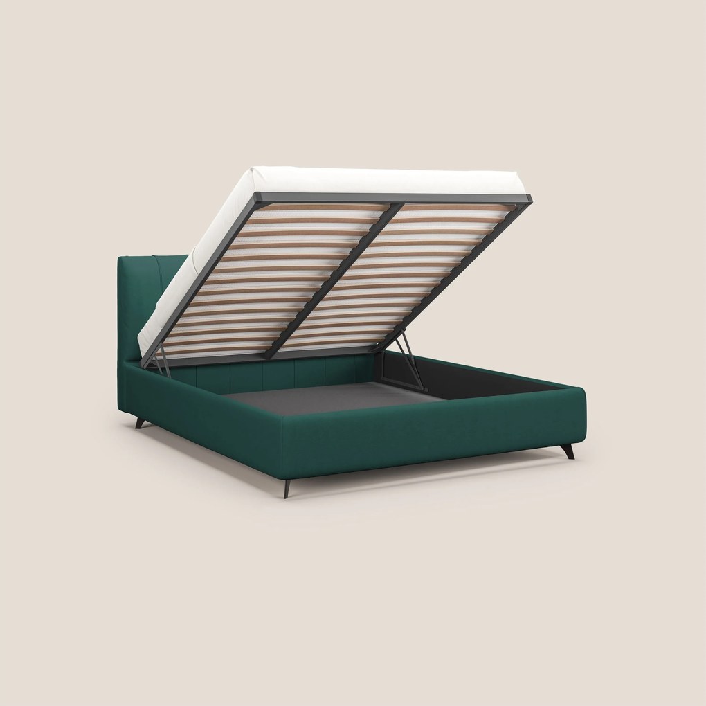 Bogart letto imbottito contenitore completamente sfoderabile in microfibra smacchiabile T11 petrolio