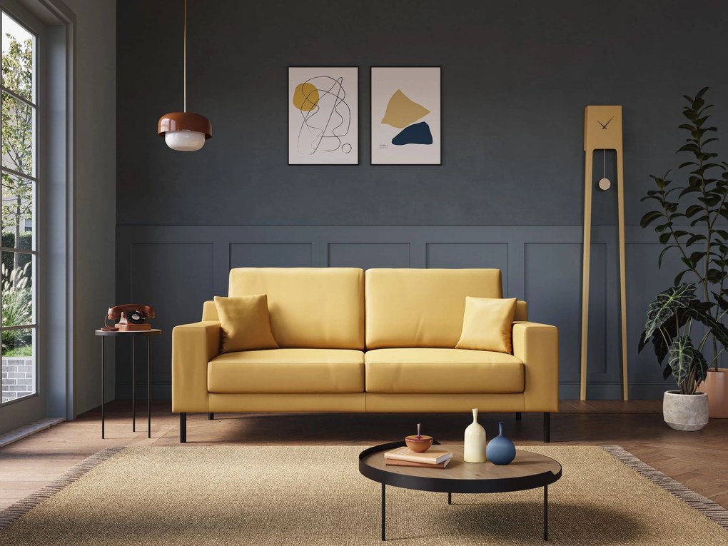 Uranio divano moderno lineare in Ecopelle impermeabile T04 giallo