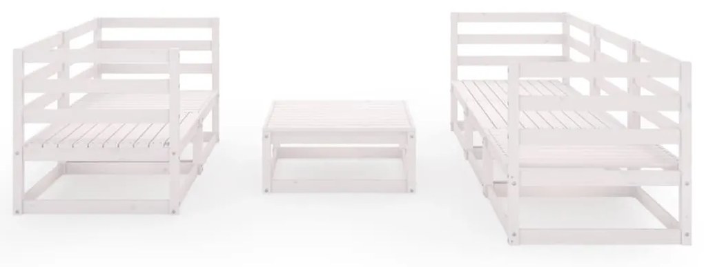 Set divani da giardino 6 pz bianco in legno massello di pino