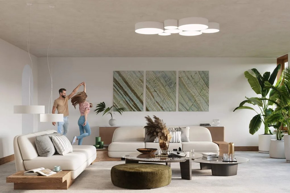 Plafoniera Tonda in PVC da Soffitto 3xE27 ARENA 45 Bianca da interno