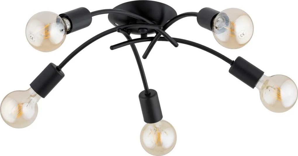 Plafoniera TORIZO 5xE27/15W/230V nero