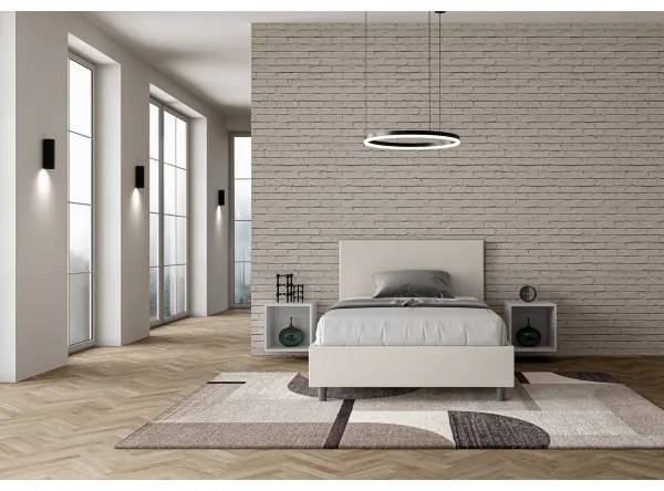 Letto una piazza e mezza con rete imbottito 120x200 similpelle bianco Adele