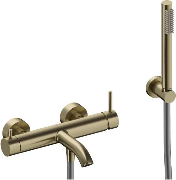 Rubinetto per vasca getto laminare cristallino Loop SANYCCES per muro brushed gold