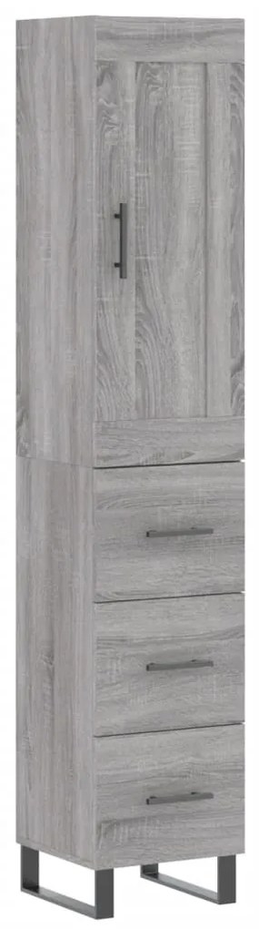 Credenza Grigio Sonoma 34,5x34x180 cm in Legno Multistrato