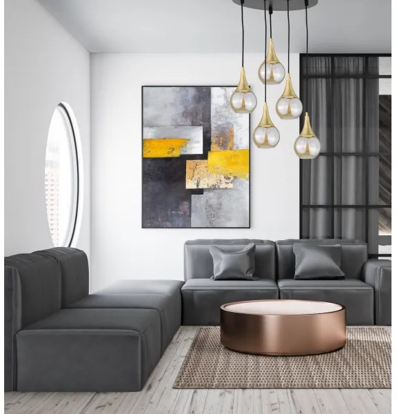 Lampadario a sospensione con filo LACRIMA HONEY 5xE27/60W/230V diametro 45 cm