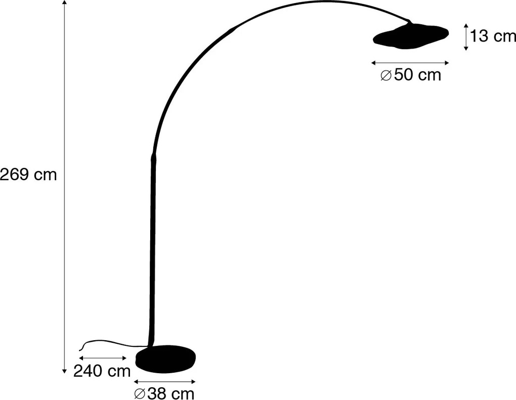 Lampada ad arco moderna bianca con paralume orientale in bambù 50 cm - XXL Rina