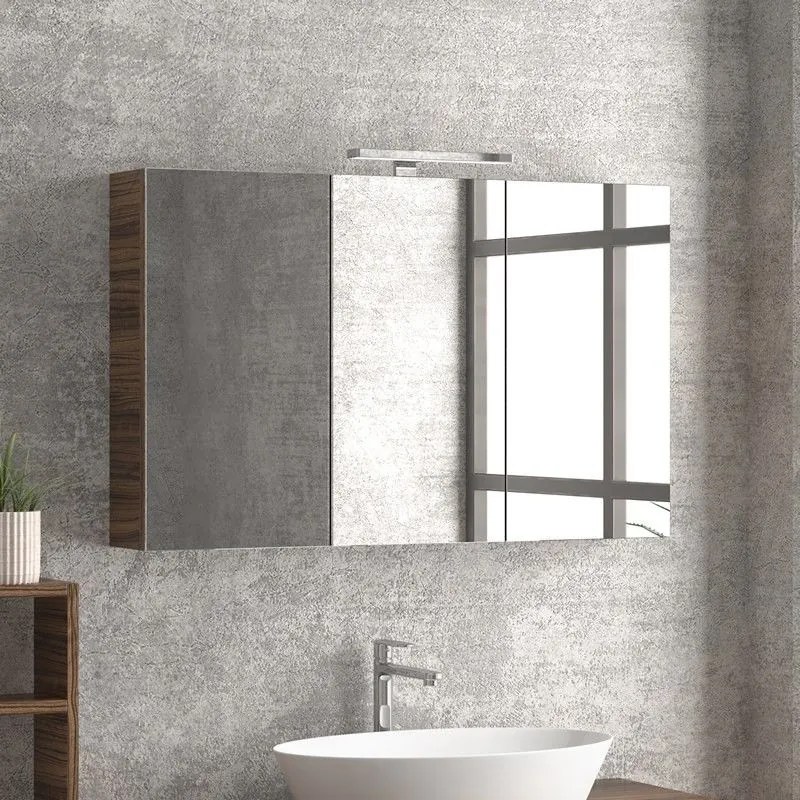 Kamalu - specchio bagno contenitore in legno 100x13x75 cm sp-100