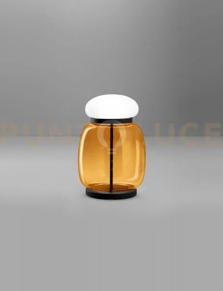 Faro lampada da tavolo g ambra scura bianco montatura nero opaco 2 ...