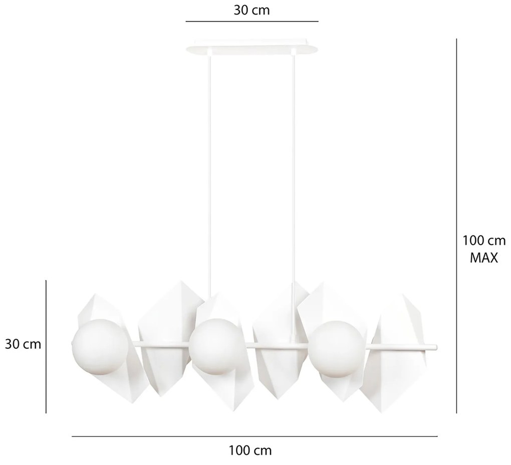 Lampadario Minimal Parvati Acciaio Bianco 6 Luci E14 Ip20