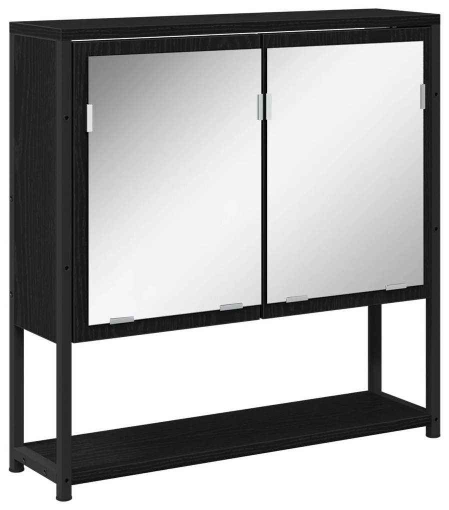 Set di mobili da bagno 3 pezzi rovere nero legno ingegnerizzato