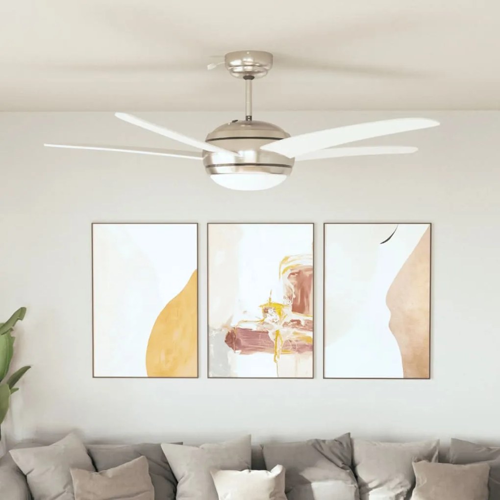 Ventilatore da Soffitto Decorato con Luce 128 cm Bianco