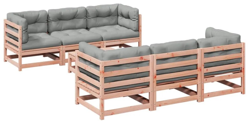 Set divani giardino 7 pz cuscini legno massello abete douglas