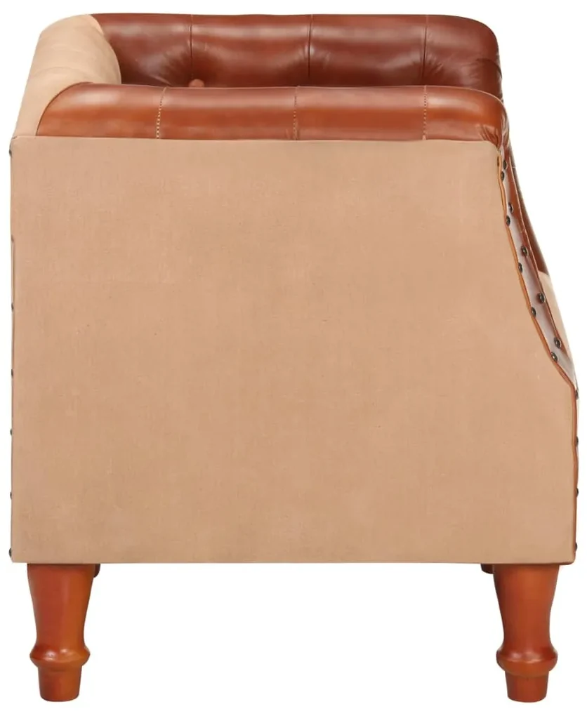 Panca Da Palestra VidaXL In Vera Pelle E Legno Di Mango - Design Vintage, 38x25x45 Cm