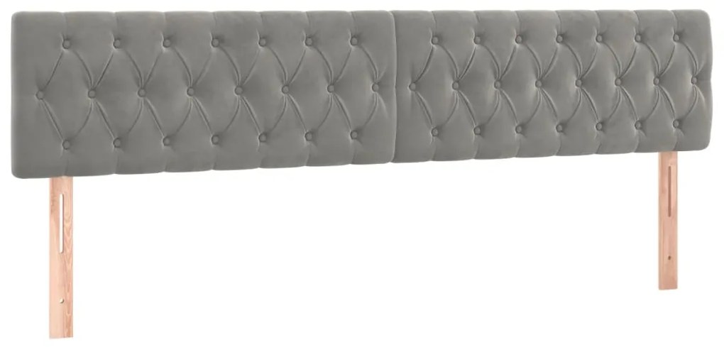 Testiera a led grigio chiaro 180x7x78/88 cm in velluto