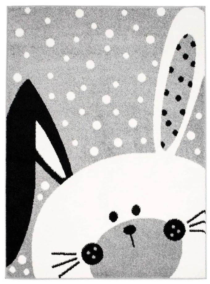 Tappeto gioco per bambini grigio con coniglio Larghezza: 80 cm | Lunghezza: 150 cm