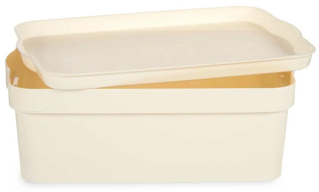 Scatola portaoggetti con coperchio Crema Plastica 6 L 21,5 x 11 x 31,5 cm (12 Unità)