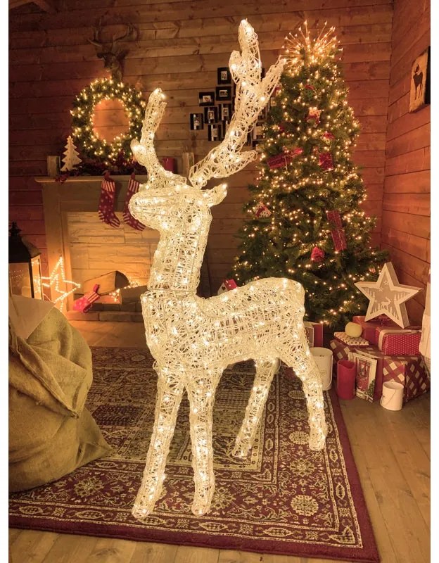 Renna luminosa 3D 400 lampadine led bianco caldo L 1.35 m x H 120 cm