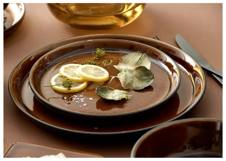 Piatto nero/color ambra in gres ø 27 cm Gastro Black/Amber – Bitz