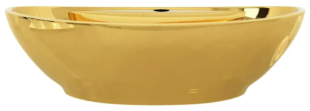 Lavandino con Troppopieno 58,5x39x21 cm in Ceramica Oro