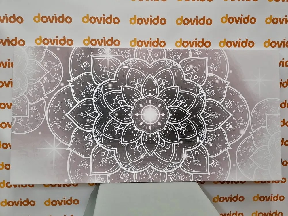 Stampa su tela – Mandala orientale in bianco e nero