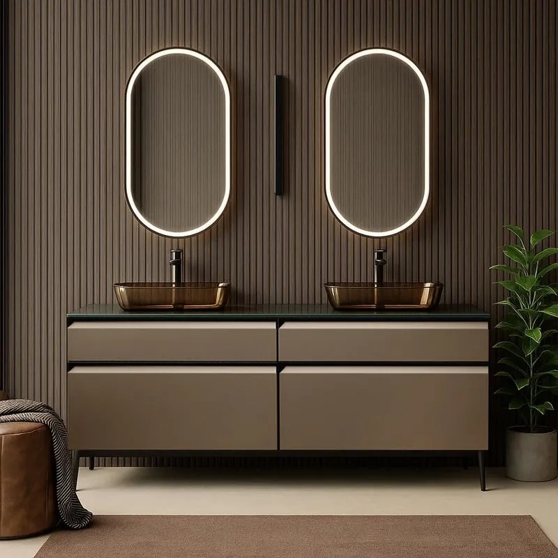 Piedino mobili da bagno (componibile) Yumi in acciaio nero H 4 cm