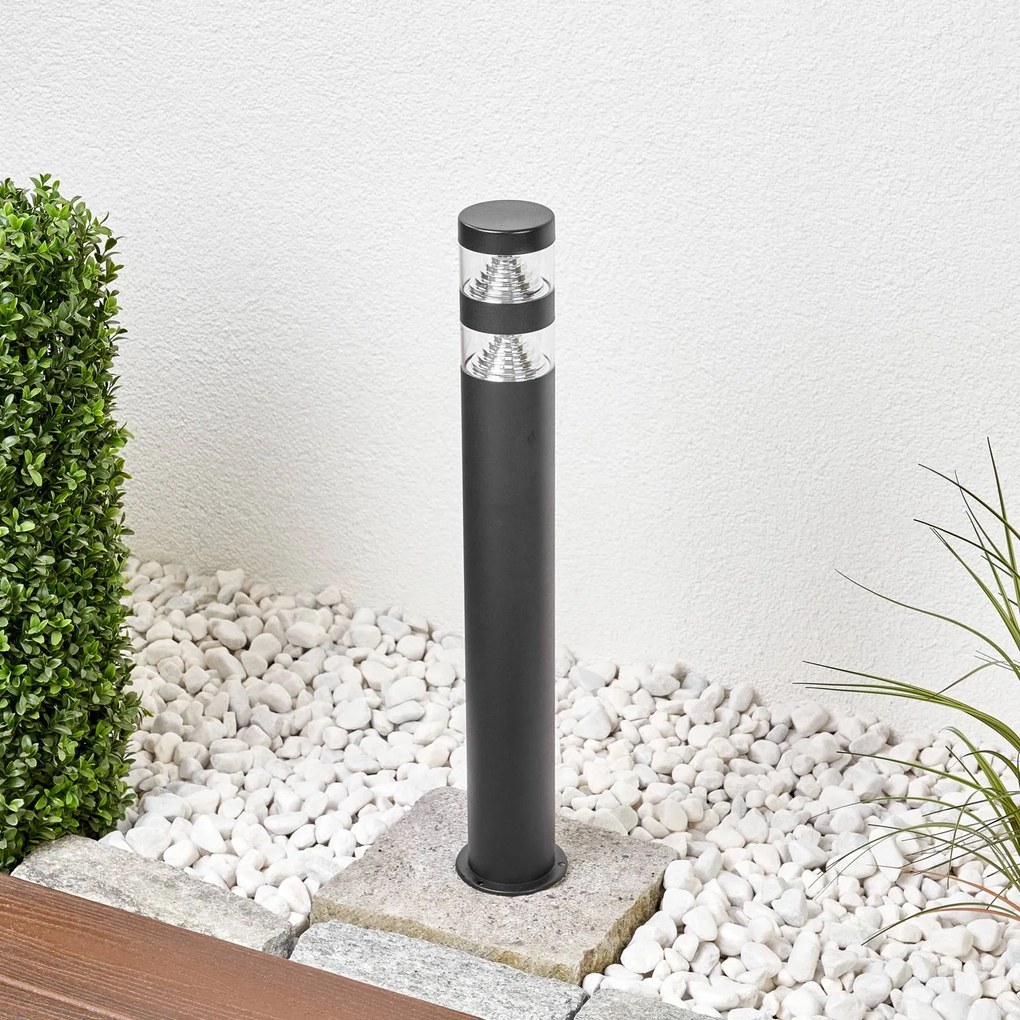 Lindby Lampione a LED Lanea, 60 cm, nero, acciaio inox, IP44