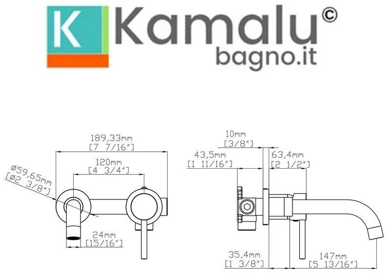 Kamalu - miscelatore lavabo da incasso linea curva finitura oro inox| kam-arte oro