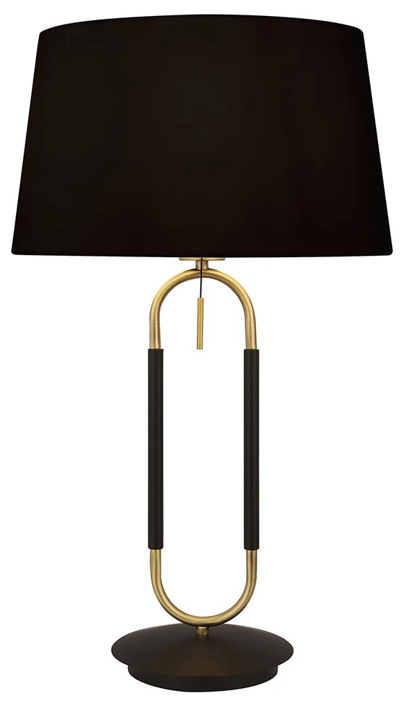 Lampada Da Scrivania Contemporanea Jazz Acciaio Nero Tessuto Ottone 1 Luce E27