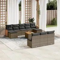 Set Divani da Giardino 11 pz con Cuscini in Polyrattan Grigio 3228076