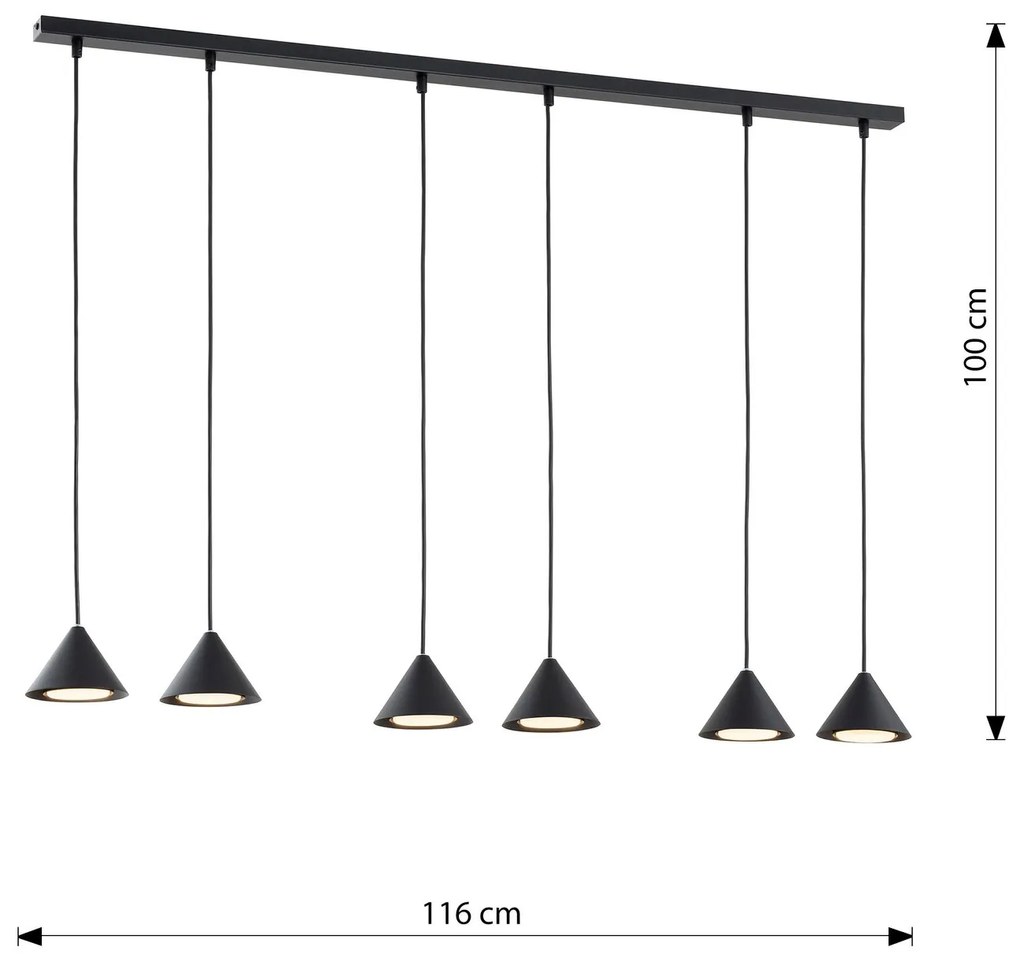 Sospensione Minimal Elit 6 Luci In Acciaio Nero