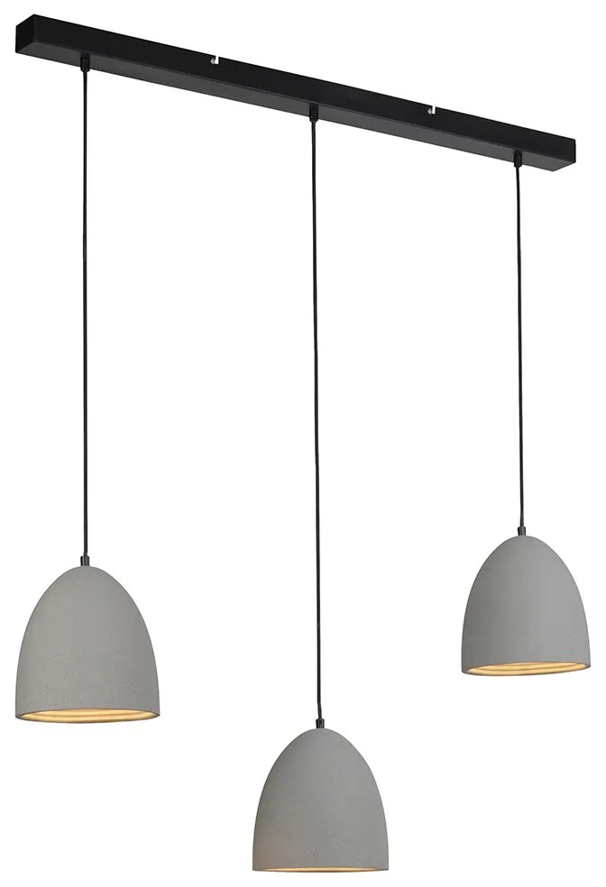 Lampada a sospensione moderna nera con cemento grigio 3 luci - Eton
