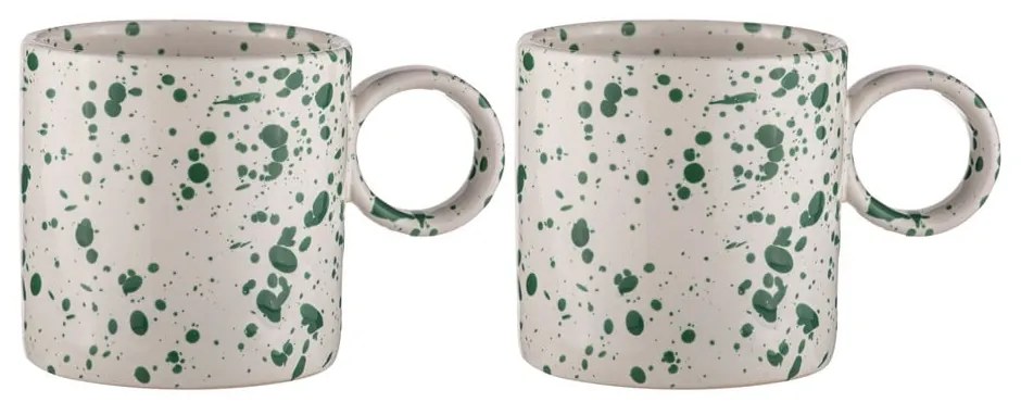 Tazze in gres bianco-verde in set da 2 pezzi 450 ml Carnival - Ladelle