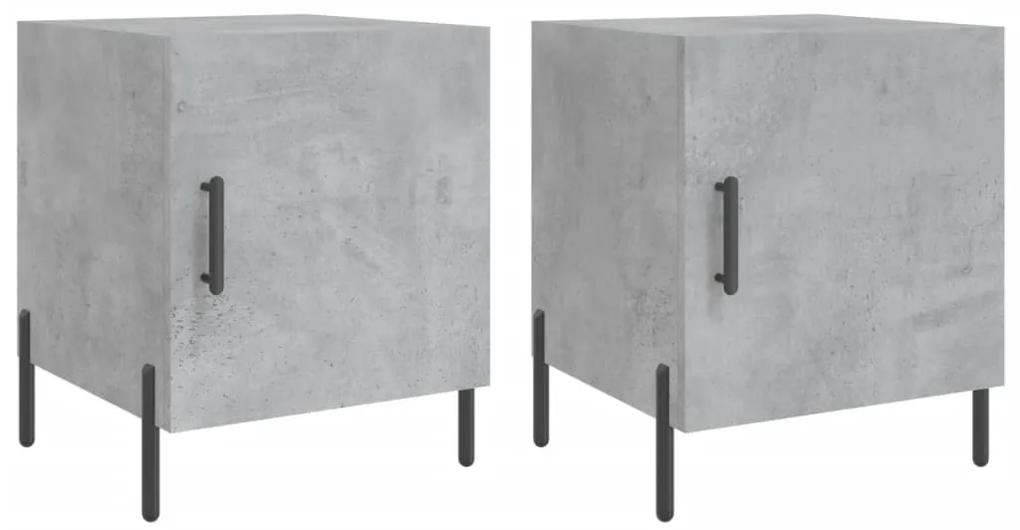 Comodini 2 pz grigio cemento 40x40x50 cm in legno multistrato