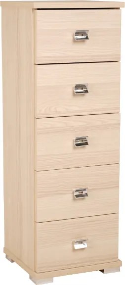 Cassettiera in legno con 5 cassetti 32x91h cm Rovere