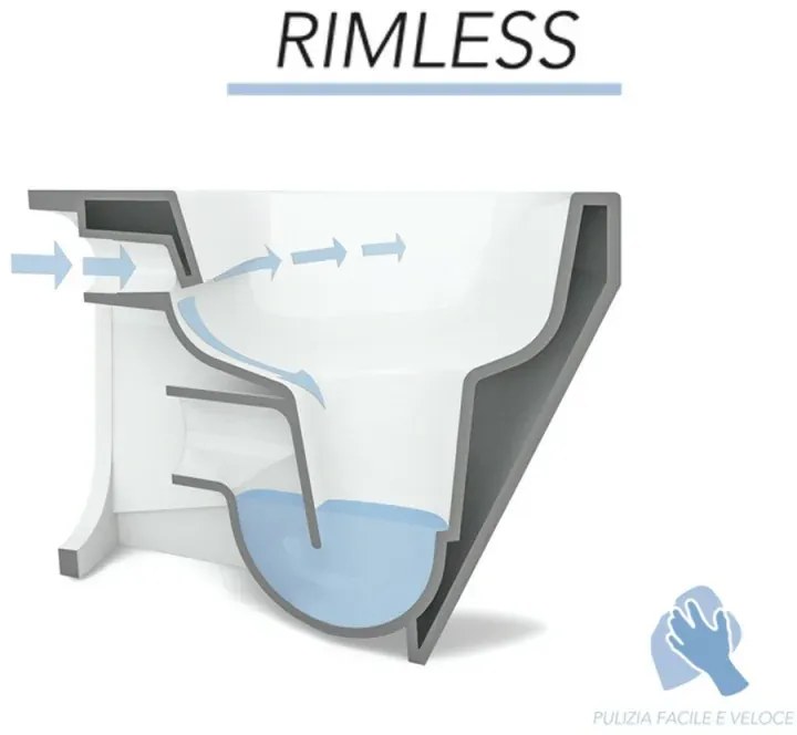 Sanitari filomuro rimless Simas Henges con sedile soft close incluso