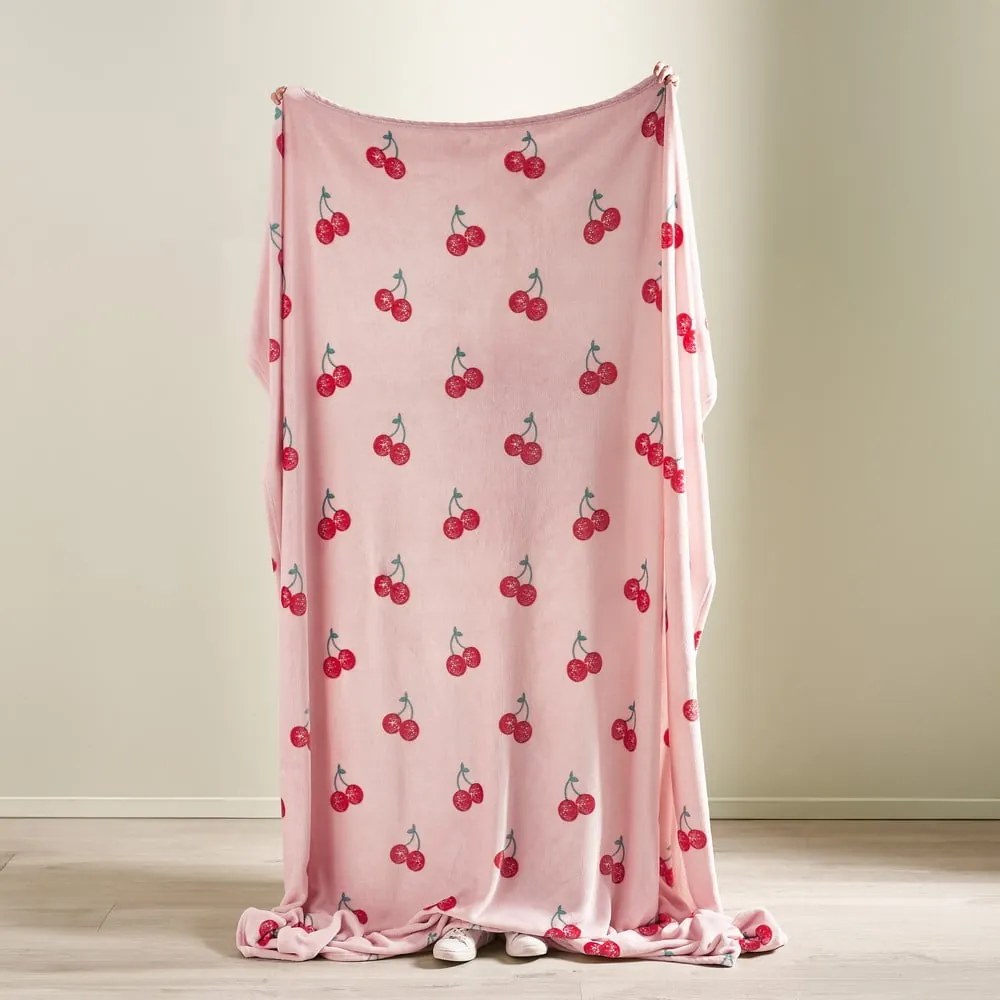 Coperta rosa in micropile 200x240 cm Disco Cherries – Catherine Lansfield