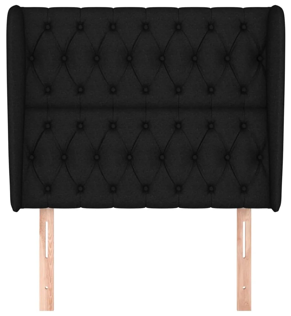 Testiera ad orecchio nera 93x23x118/128 cm in tessuto